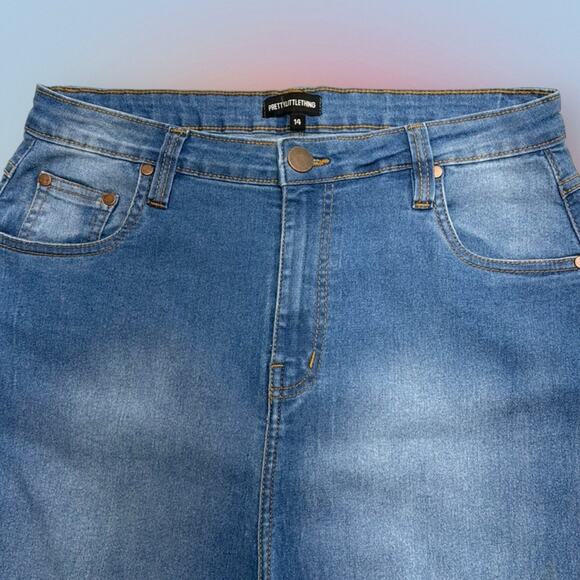 PRETTY LITTLE THINGS Women’s 10 HIGH RISE SKINNY Blue Jeans - Picture 1 of 3